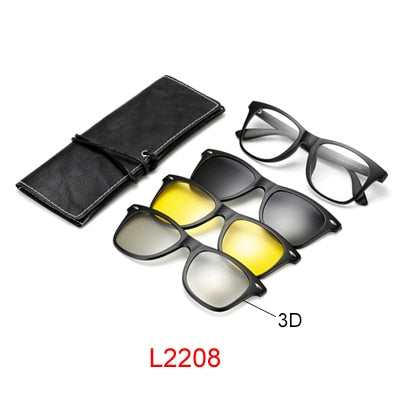 Ralferty Multi-Function Magnetic Polarized Clip On Sunglasses Men Women Ultra-Light Tr90 3D Yellow Night Vision Glasses Clip On Sunglasses Ralferty L2208 Black