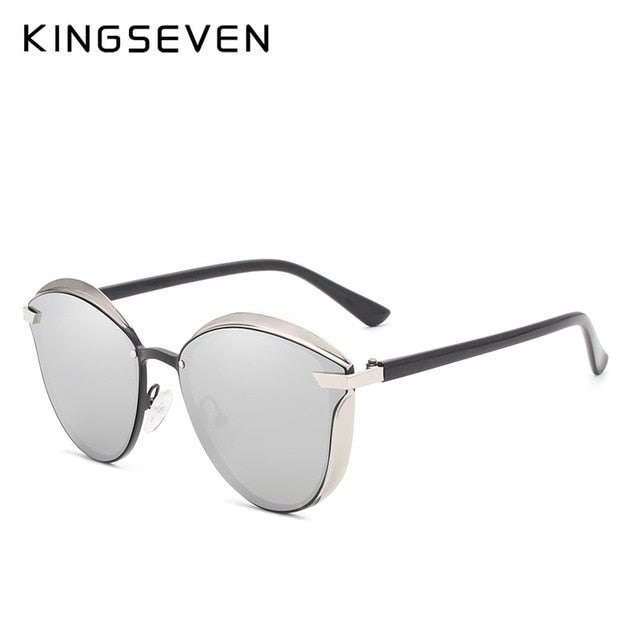 Kingseven Brand Design Cat Eye Sunglasses Women Polarized Alloy Frame+Tr90 N-7824F1 Sunglasses KingSeven SILVER