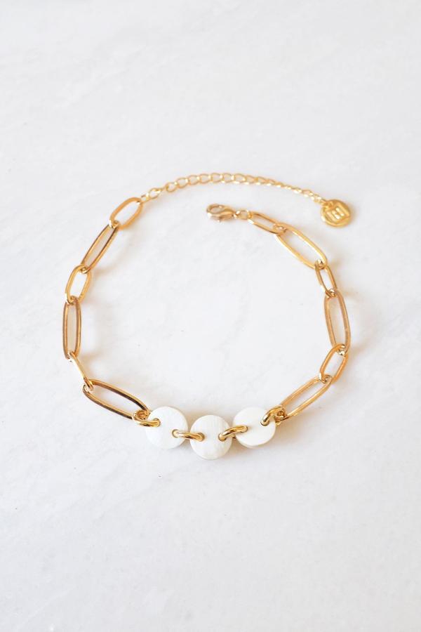 Xuan Buffalo Horn Thick Oval Link Chain Ankle Bracelet Accessories Hathorway Cream