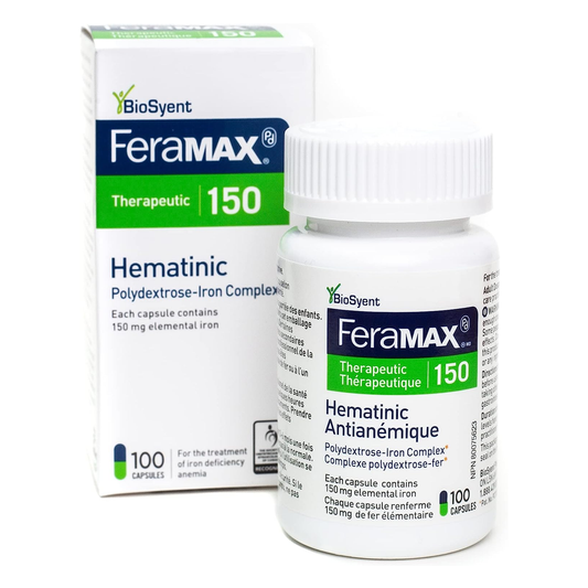 BioSyent - Feramax Therapeutic 150 - Hematinic Polydextrose-Iron Complex 150mg | 100 Capsules
