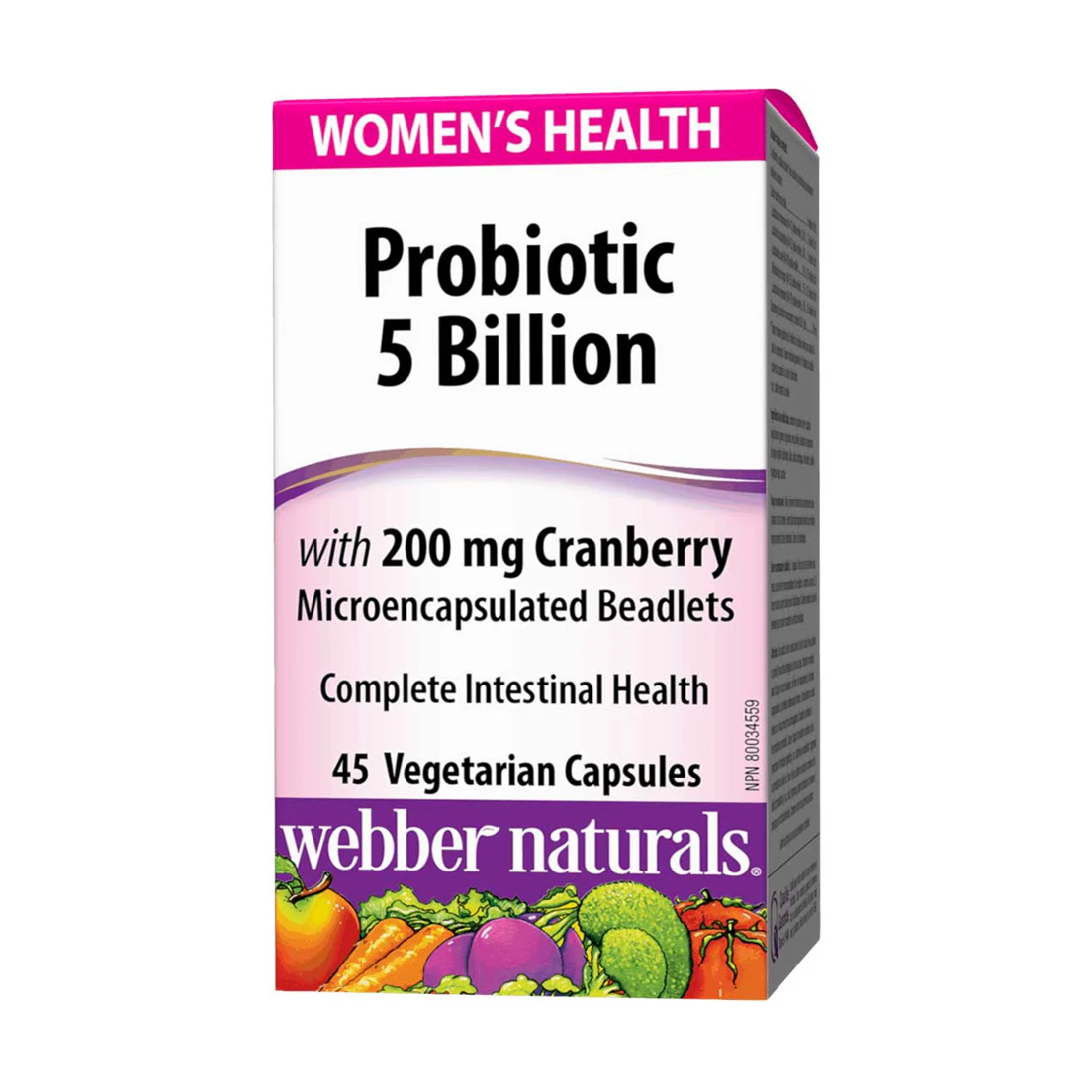 Webber Naturals - Women's Health - Probiotic 5 Billion with 200 mg Cranberry | 45 Vegetarian Capsules