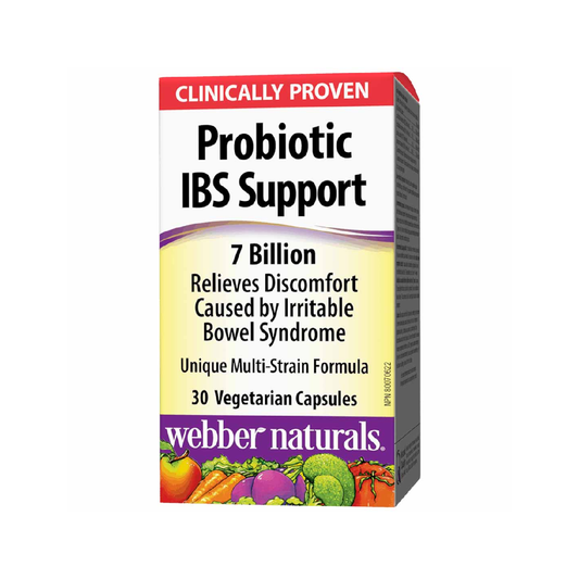 Webber Naturals -  Probiotic IBS Support 7 Billion - IBS Discomfort Relief | 30 Vegetarian Capsules