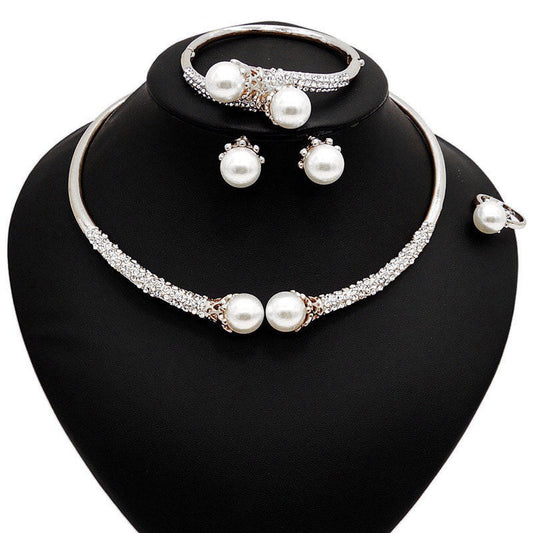 Bridal Pearl & Silver Jewelry Set
