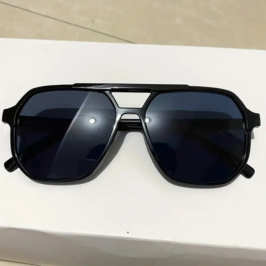 Double Bridge Square Sunglasses For Women Men Vintage Aviator Sun Shades For Driving Travel
