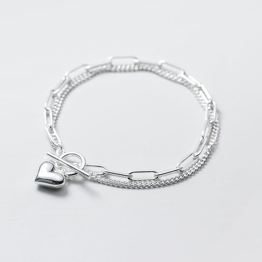 Ring Double Design Heart Geometric Bracelet