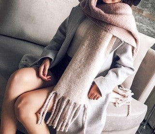 Long Fringed Scarf/Shawl 4 Colors Oversize Versatile Warm and Chic