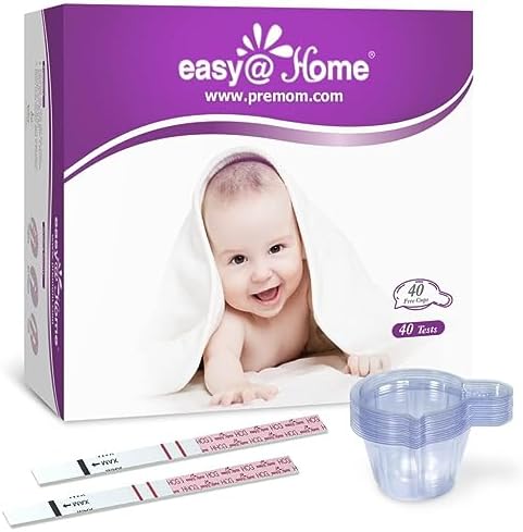 Easy@Home 40 Pregnancy Test Strips with 40 Large Urine Cups - Accurate and Clear Detection for Early Pregnancy | Package May Vary