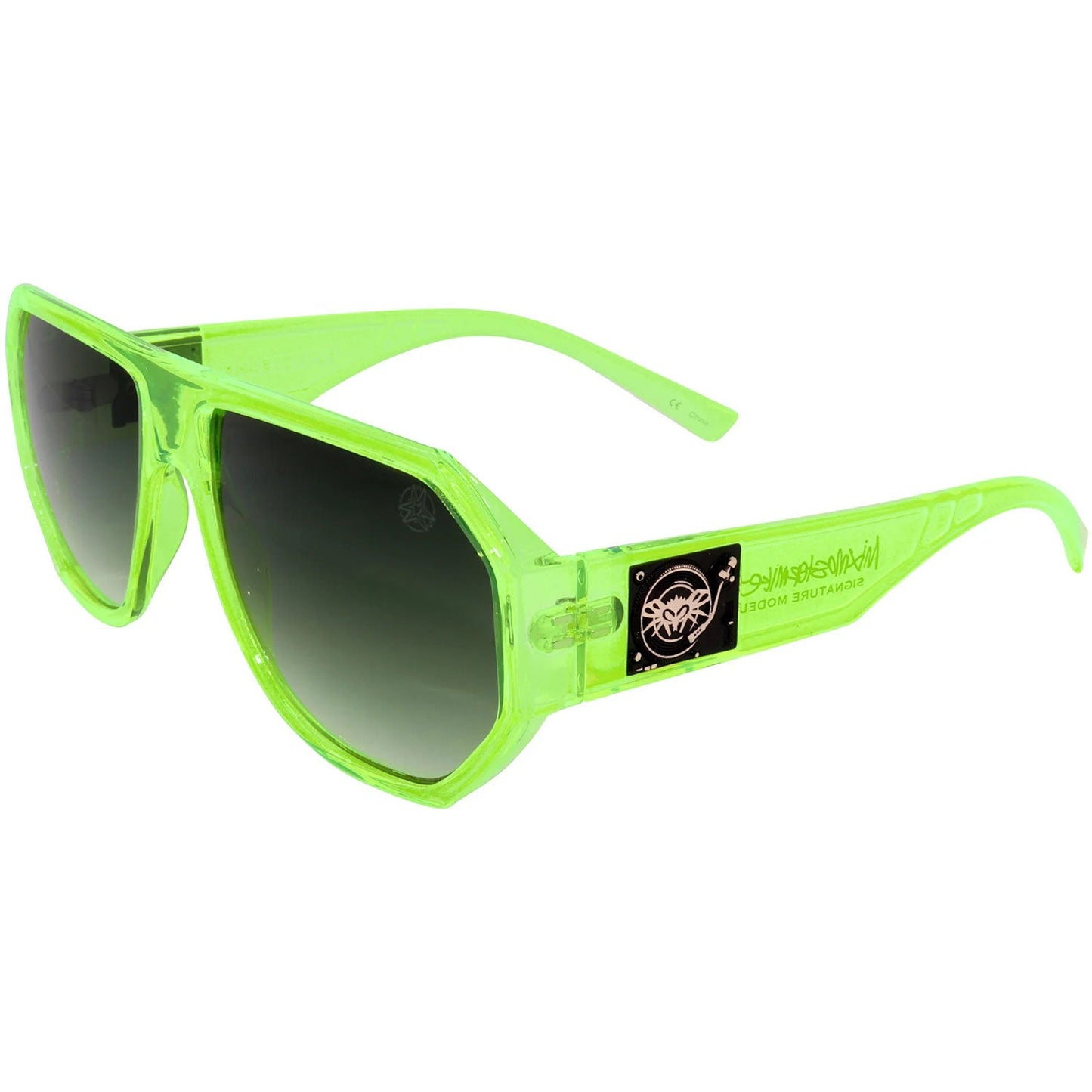 Mix Master Fly Black Flys Collab Neon Green w/ Smoke Gradient Lens Sunglasses