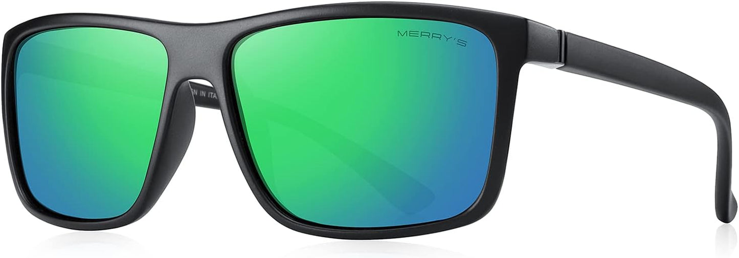 MERRY'S Rectangular Polarized Sports Sunglasses for Men Women Cycling Driving Fishing UV400 Protection S8225