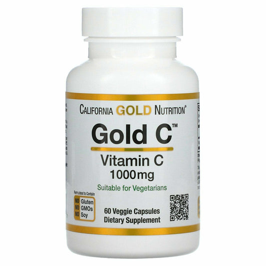 California Gold Nutrition Gold C Vitamin C Supplement 1000mg 60 Veggie Caps NEW