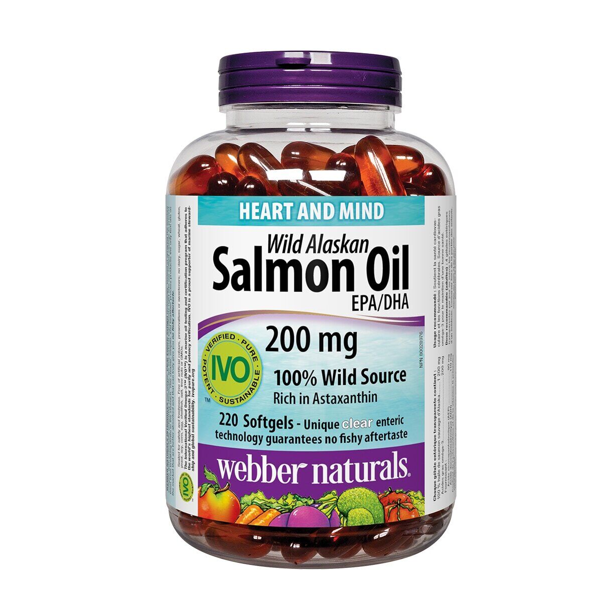 Webber Naturals Heart and Mind Wild Alaskan Salmon Oil EPA/DHA 220 Softgels NEW