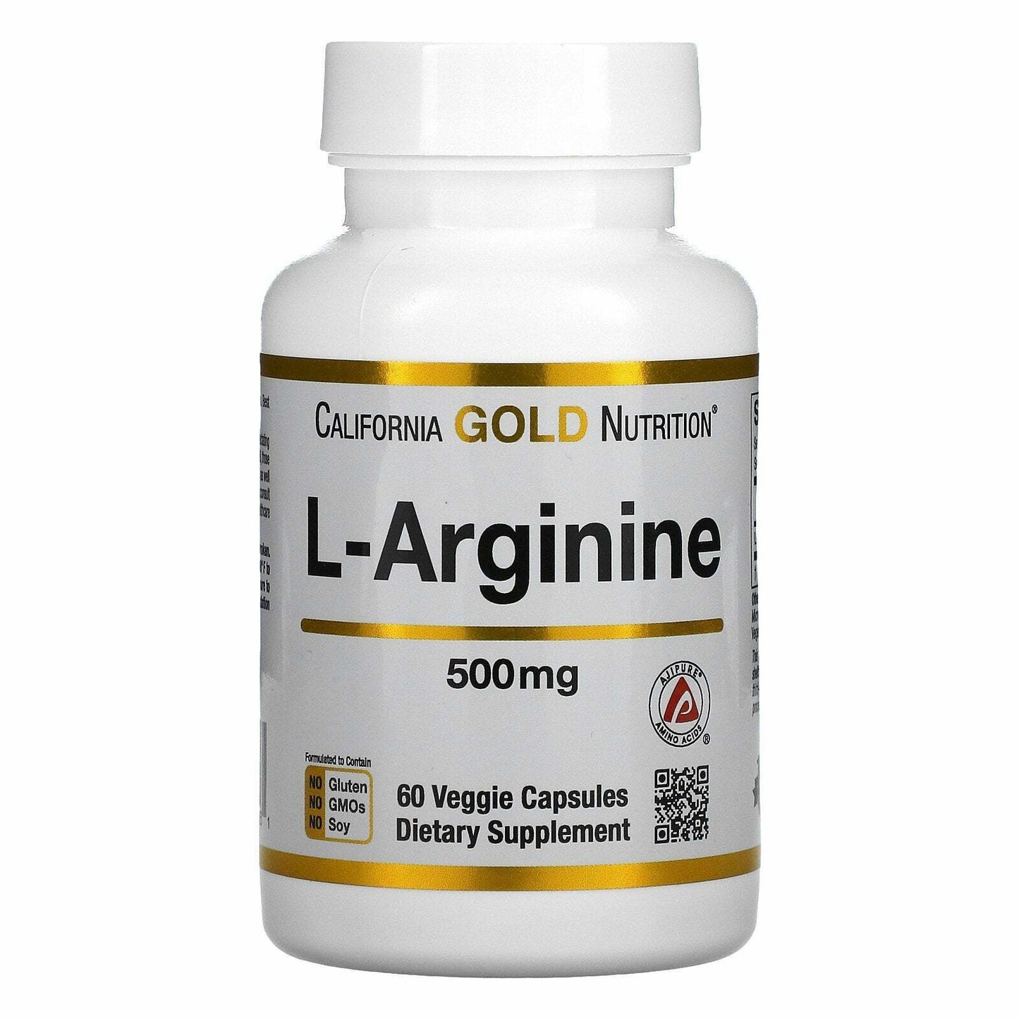 California Gold Nutrition L-Arginine AjiPure High Quality 500mg 60 Caps NEW