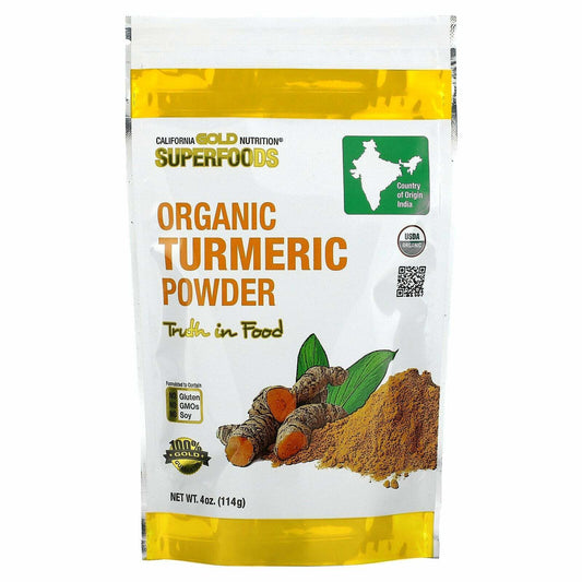 California Gold Nutrition Superfoods Organic Tumeric Powder Indian 4 oz NEW