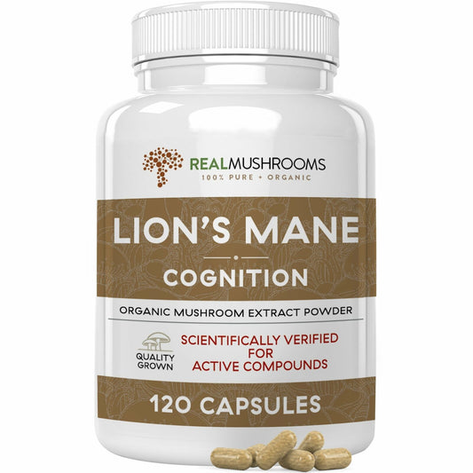 Real Mushrooms Organic Lions Mane Mushroom Extract Cognition Vegan 120 caps NEW