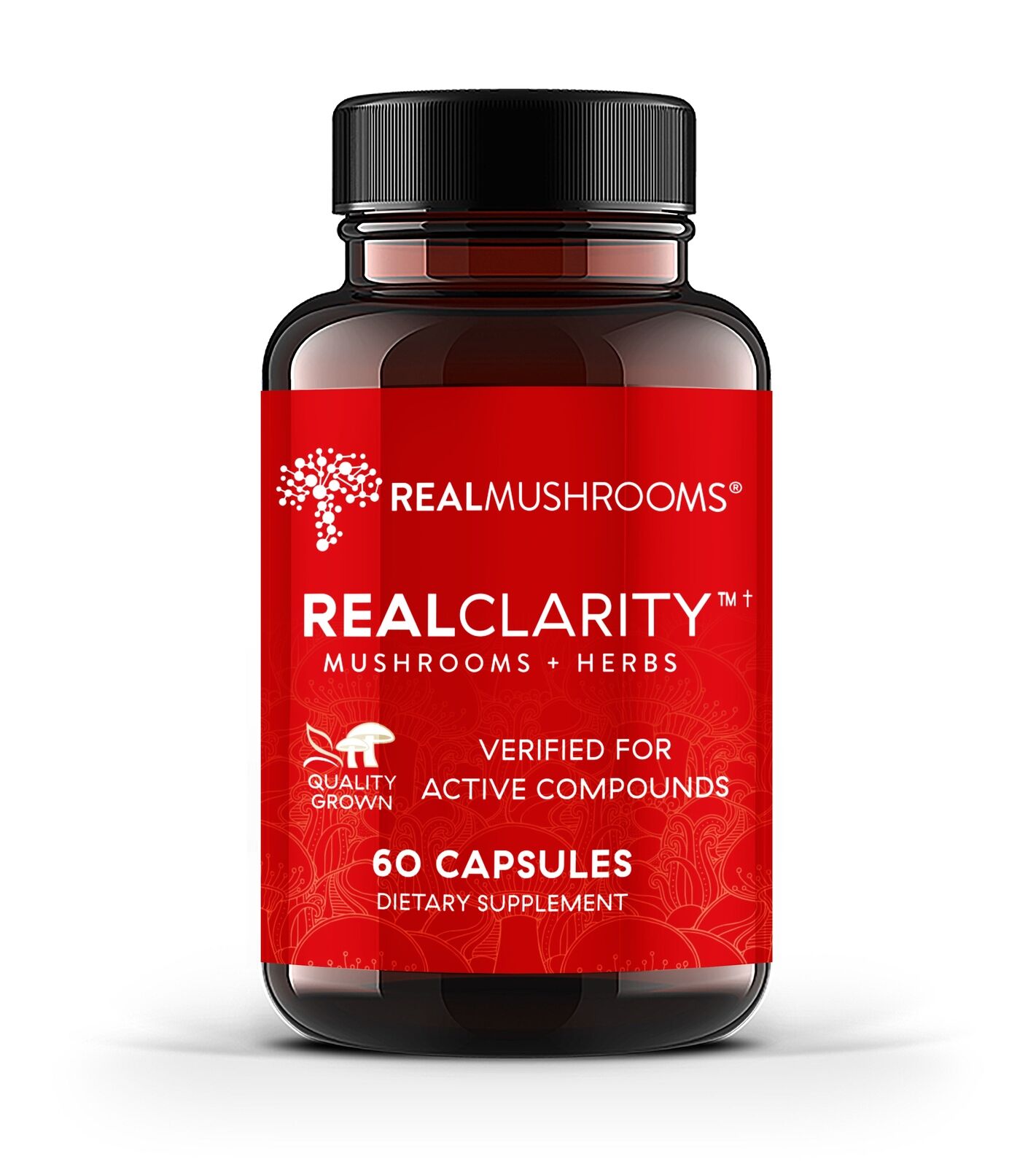 Real Mushrooms RealClarity Lion's Mane Ashwagandha Rhodiola Bacopa 60 Caps NEW