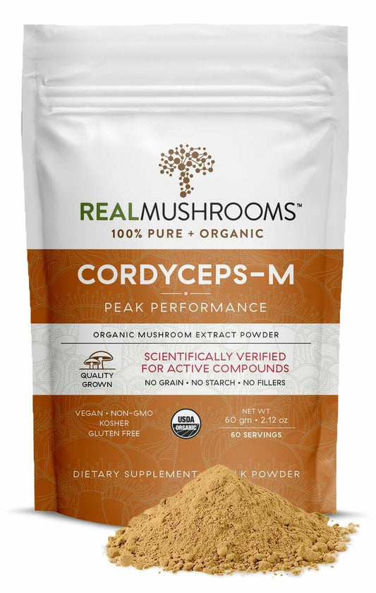 Real Mushrooms Organic Cordyceps Mushroom Extract Powder Peak Vegan 2.12 oz NEW