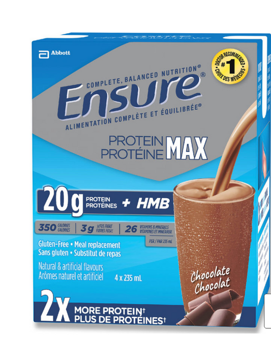 En sure Protein Max Chocolate Drink Supplement Nutritious 4 x 235mL ea NEW