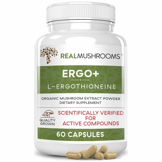 Real Mushrooms Organic Ergo+ Ergothioneine Antioxidant Pure Vegan 60 caps NEW
