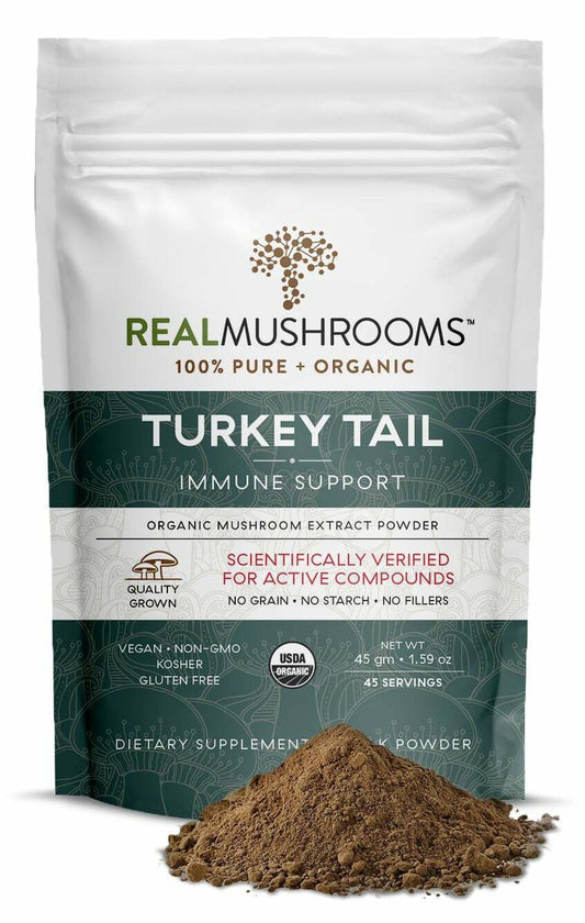 Real Mushrooms Organic Turkey Tail Extract Immune Support Vegan 1.59 oz NEW