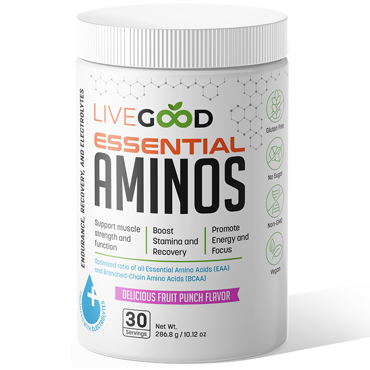 LiveGood Essential Aminos Branched-Chain Electrolytes Fruit Punch 10.12oz NEW
