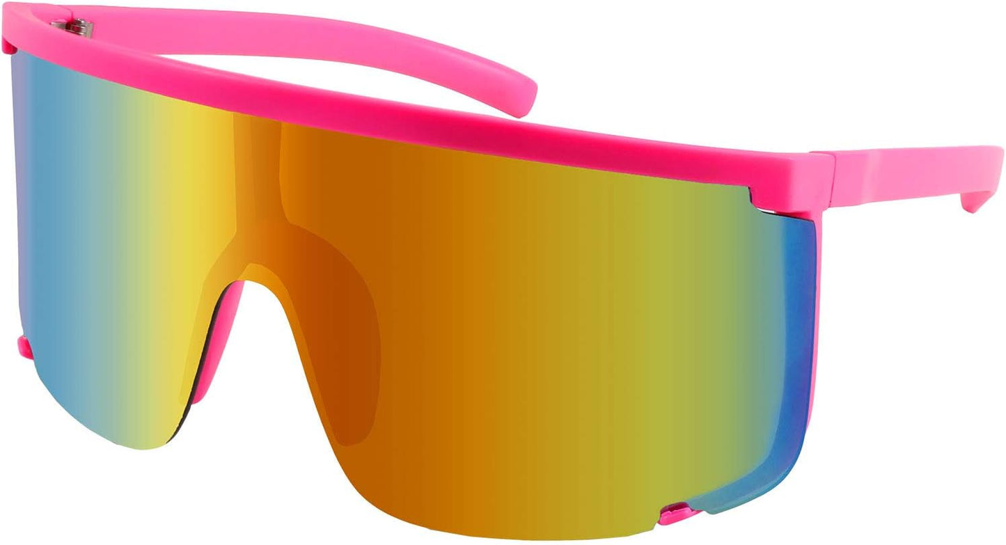 Karsaer Vision Shield Sunglasses for Men Women Oversized Neon 80s 90s Visor Shades Sports Style Outdoor Cycling Ski