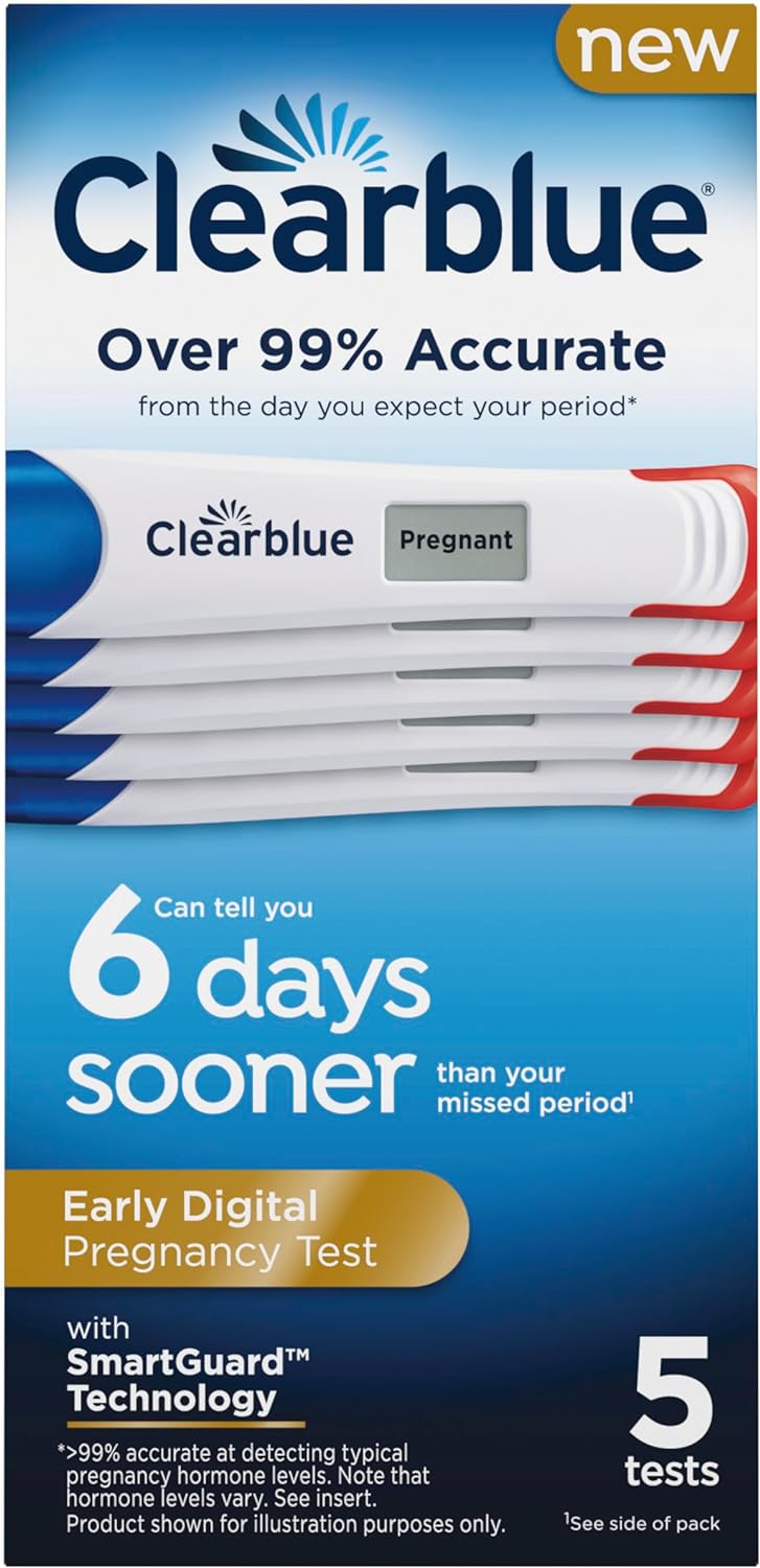 Clearblue Early Digital Pregnancy Test, Early Detection at Home Pregnancy Test, 5 Ct