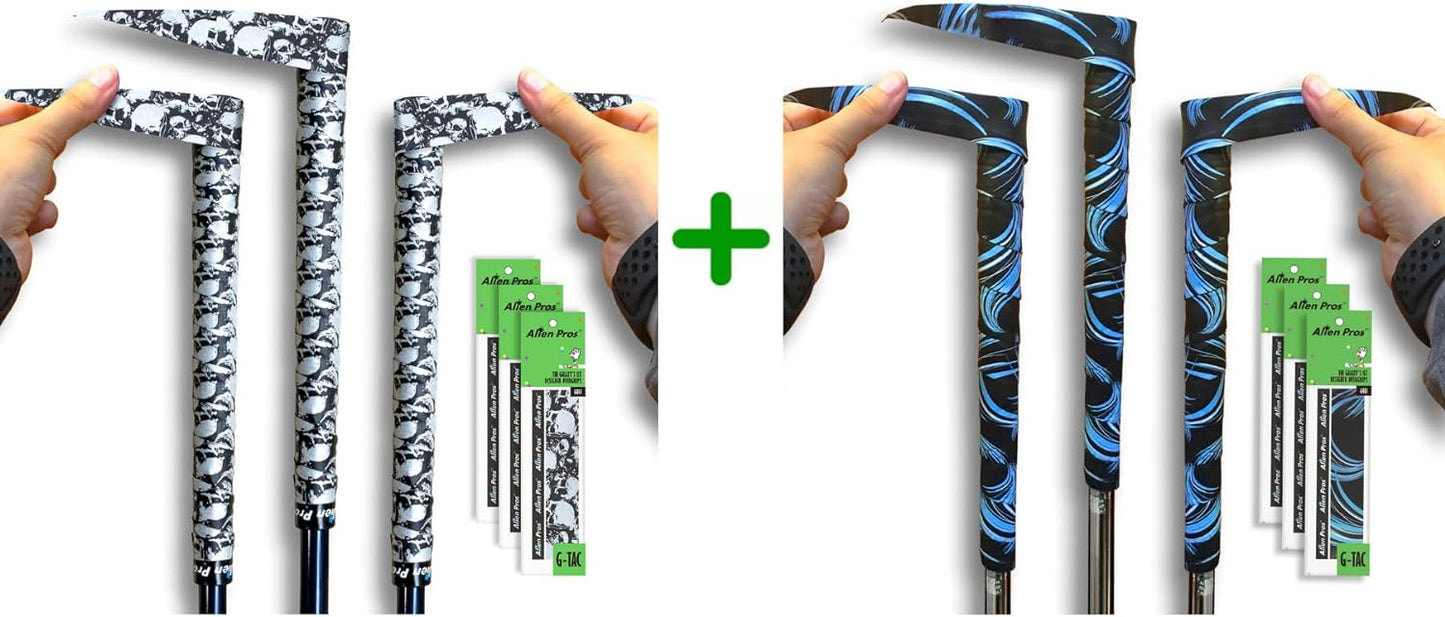 ALIEN PROS 6 Pack Skull & Blue Waves Mix Golf Grip Wrapping Tapes - ReGrip in 1 Minute