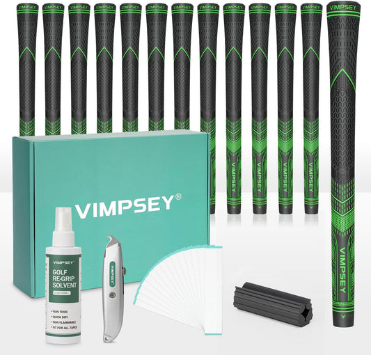 Rubber Golf Grips ,Set of 13 Grips with Full Regripping Kits,High Feedback, Non-Slip, Advanced Texture Control,Options of 4 Colors,Standard/Midsize, Rubber Golf Club Grips for Men