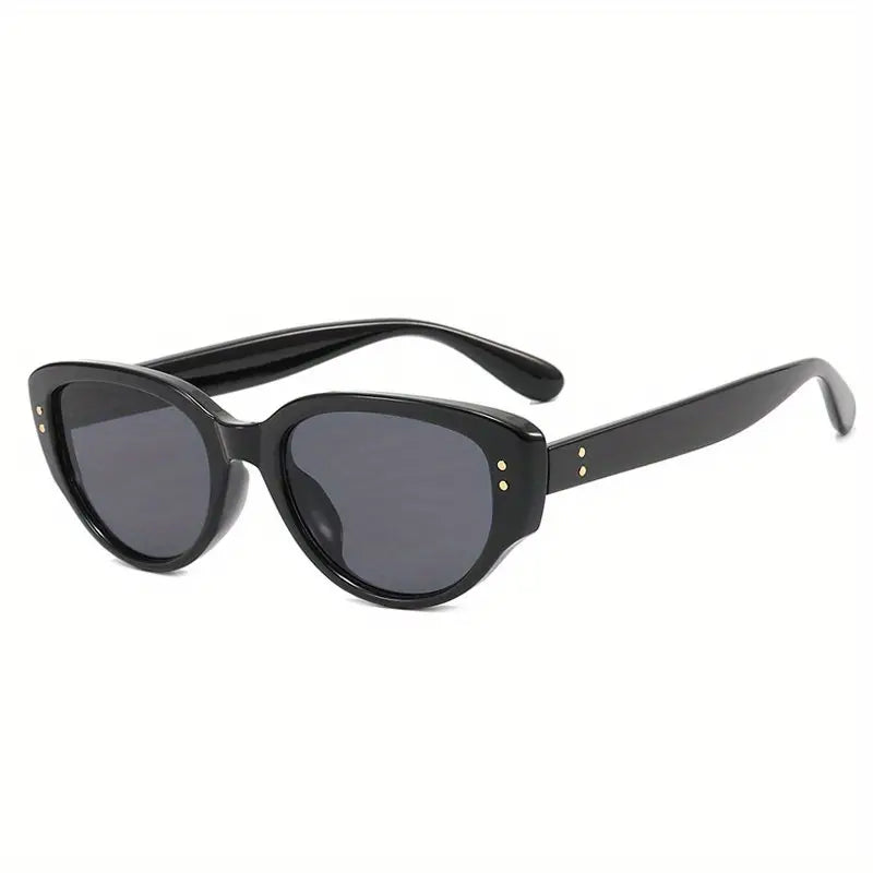Oversized Rivet Detail Cat Eye Sunglasses, Fashion UV Protection Traveling Outdoor Sun Glasses