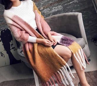 Long Fringed Scarf/Shawl 4 Colors Oversize Versatile Warm and Chic