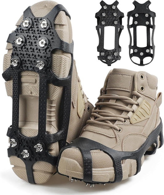 Ice Snow Cleats for Shoes Boots, Walk Traction Cleats Crampons Anti-Slip 9 Studs Ice Snow Grippers Rubber Overshoe for Walking on Ice and Snow