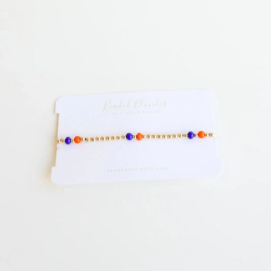 Orange and Blue Beaded Bracelet