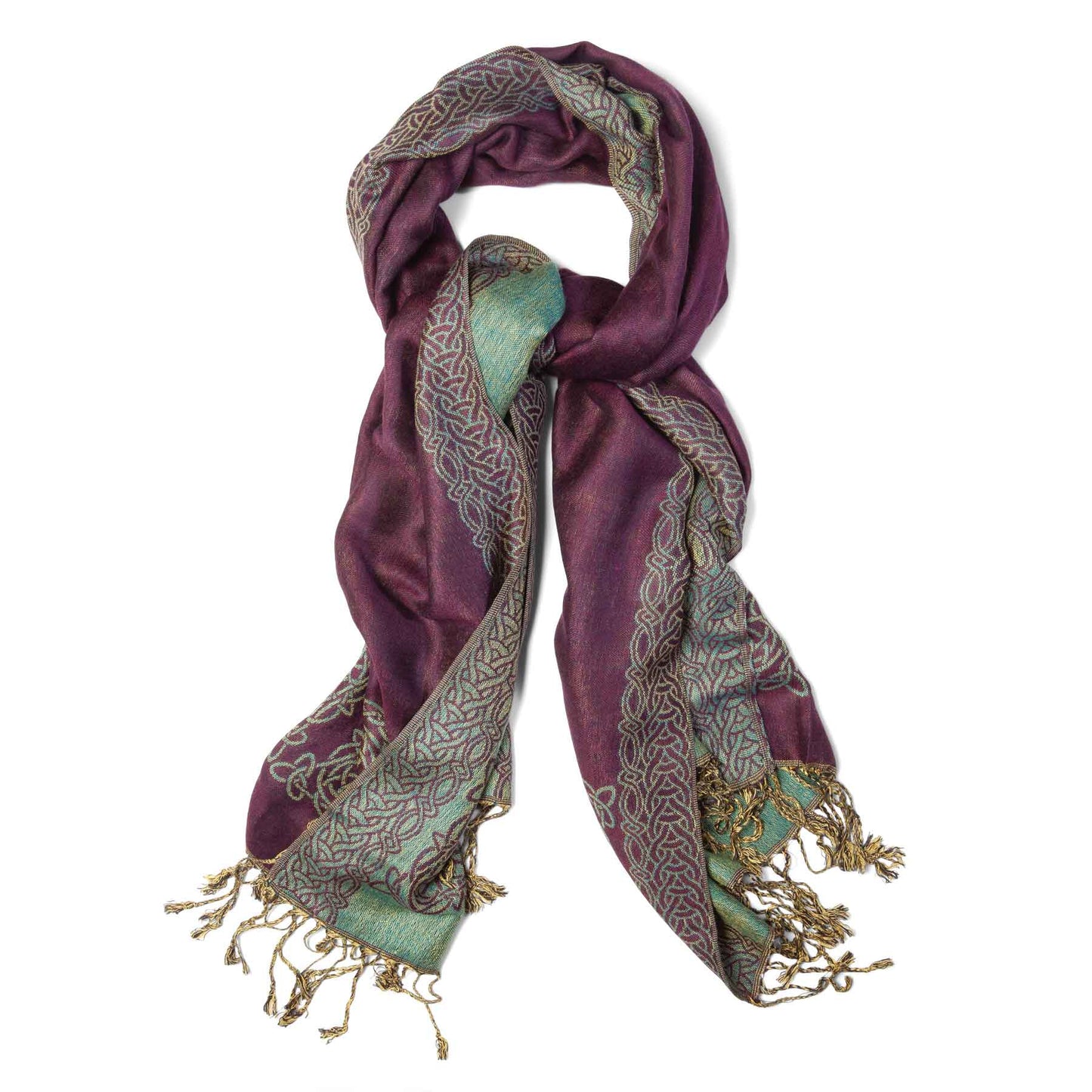 Celtic Knot Scarf- Burgundy and Teal