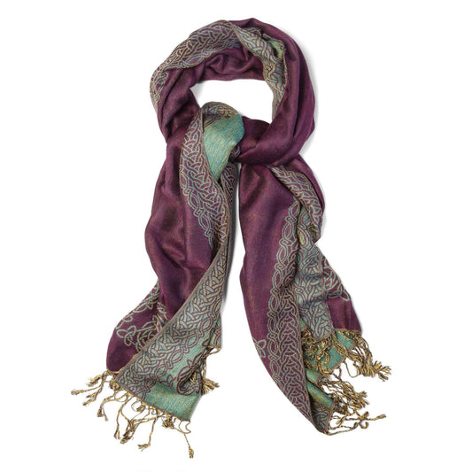 Celtic Knot Scarf- Burgundy and Teal