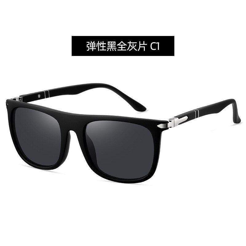 Yimaruili Unisex Full Rim Square Tr 90 Polarized Sunglasses C3055 Sunglasses Yimaruili Sunglasses Black Gray C1 Other