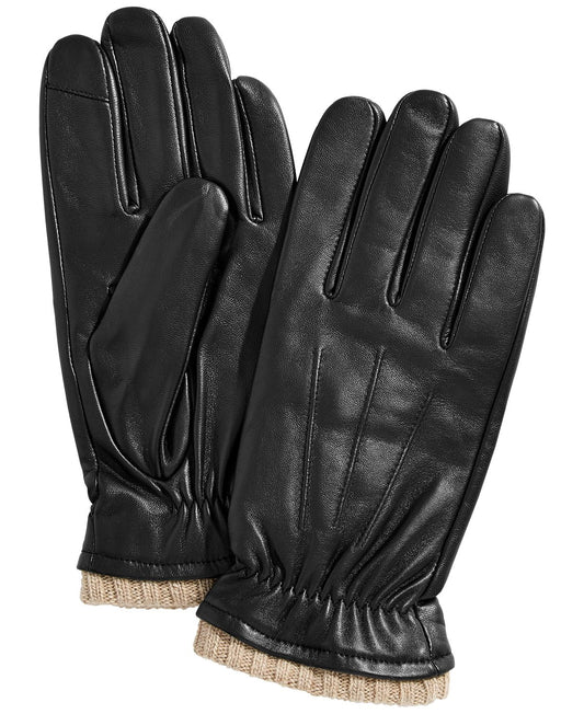 Club Room Leather Gloves Black