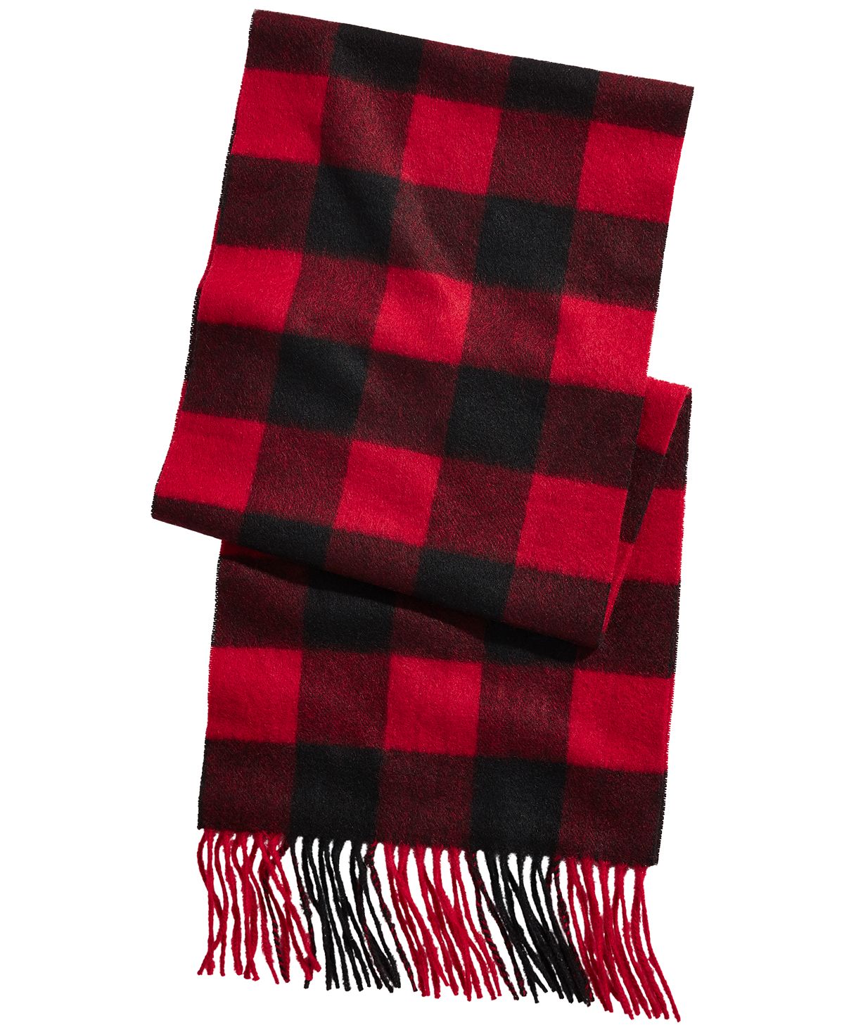 Club Room Plaid Cashmere Scarf Buffalo Red