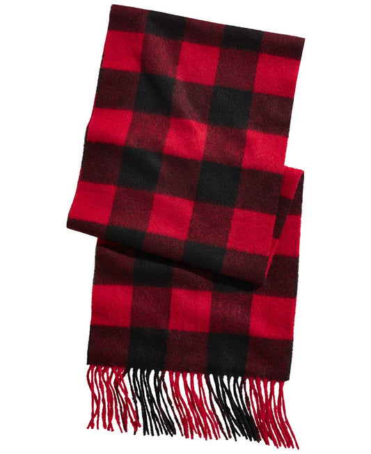 Club Room Plaid Cashmere Scarf Buffalo Red