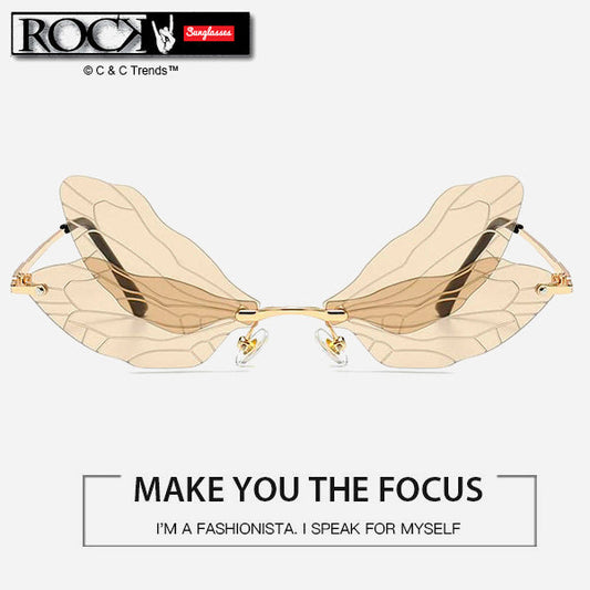 Cool Rimless Dragonfly Wing Sunglasses 5a