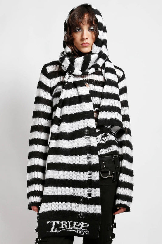 Tripp NYC Stripe Scarf [WHITE/BLACK]