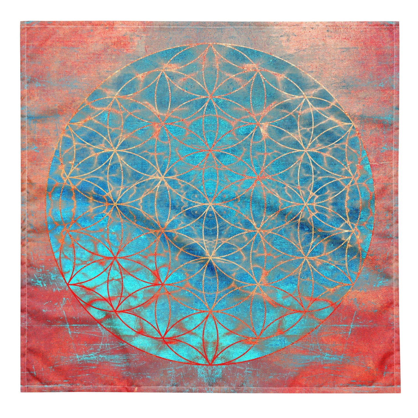 Flower of Life Aqua Orange | Sacred Geometry Bandana
