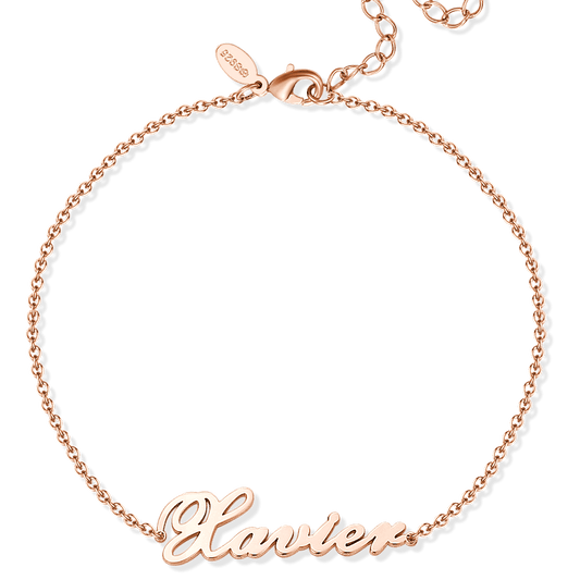 Personalized Name Anklet Rose Gold Plated Silver