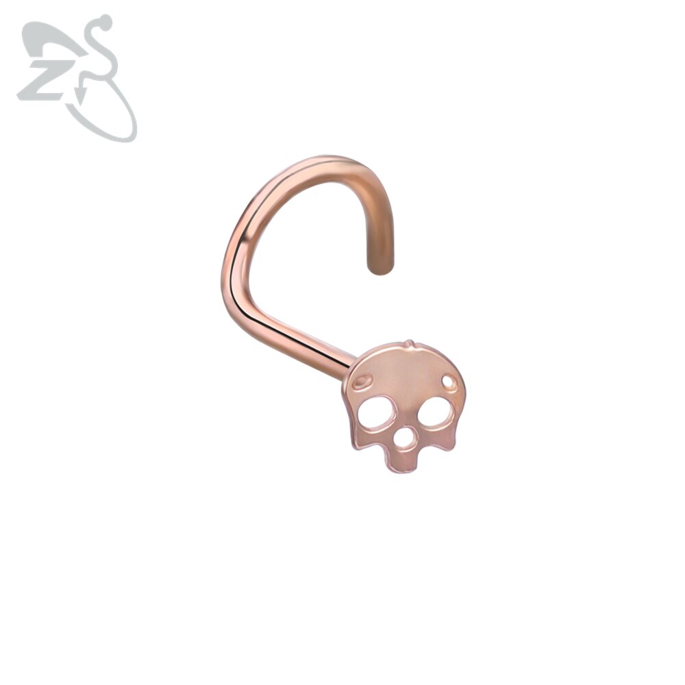 ZS 1PC 6 Styles Punk Cat Bent Nose Stud With CZ Women&#39;s Skull Crystal Septum Piercing Surgical Hook Nostril Piercings Jewelry - YourStore