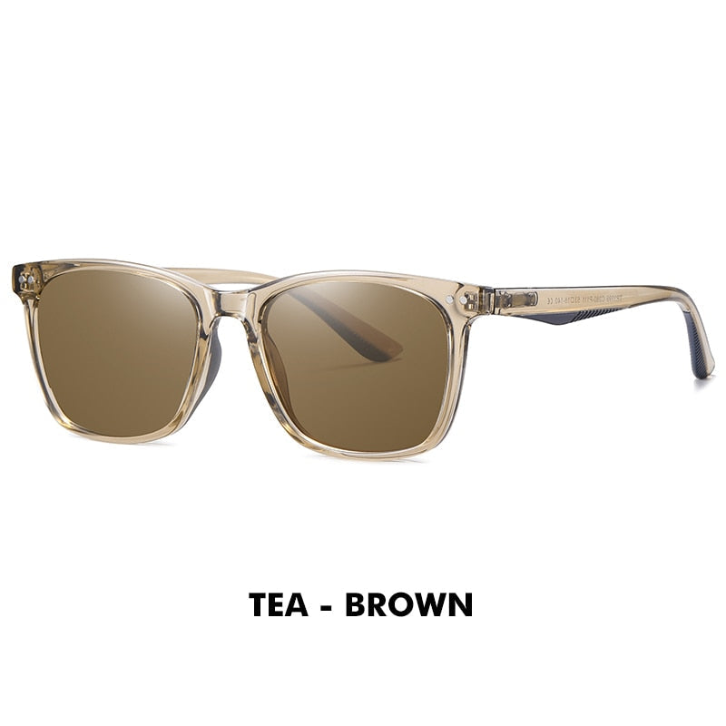 Lm Unisex Full Rim Square TR 90 Titanium Frame Polarized Sunglasses WLM3399 Sunglasses Lm Tea-Brown