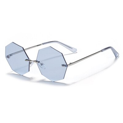Ralferty Women's Steampunk Polygon Sunglasses WK005 Sunglasses Ralferty C8 Light Blue As picture