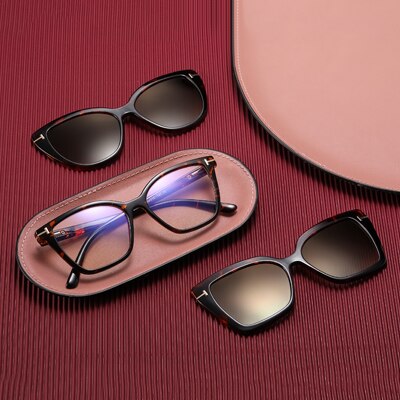 Ralferty Women's Eyeglassers Anti Blue Light Clip On Sunglasses Cat Eye Clip On Sunglasses Ralferty C2 Leopard As picture