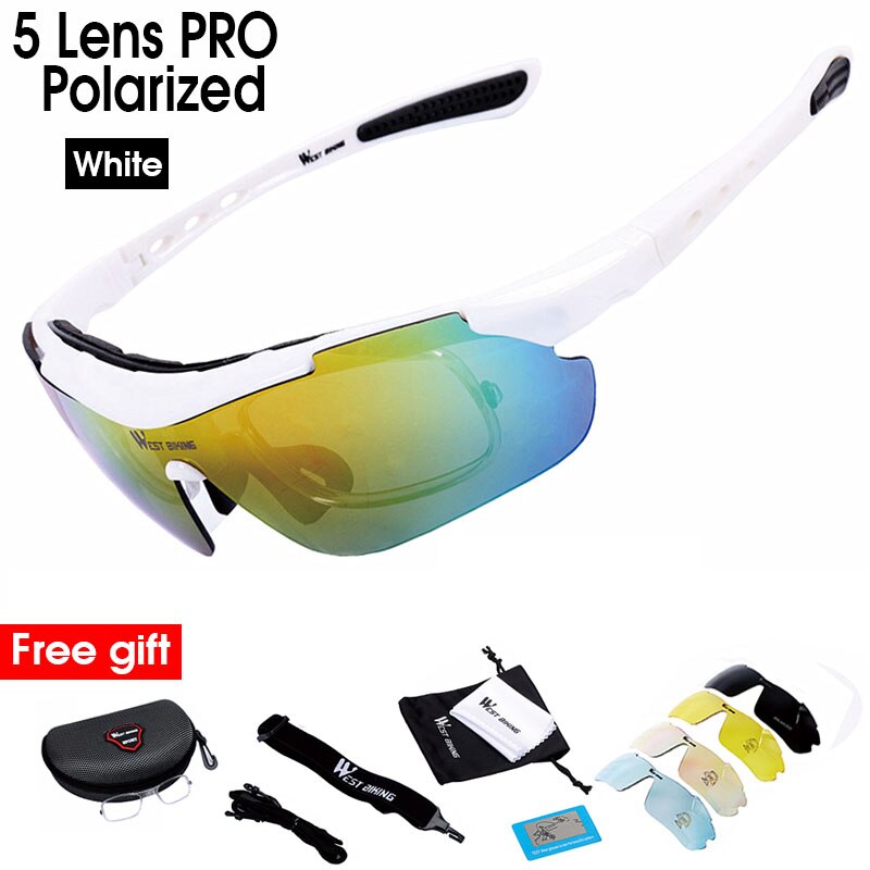 West Biking Unisex Full Rim Rectangle Acetate Polarized Sport Sunglasses YP0703111-135-136 Sunglasses West Biking 111 White 5Lens China