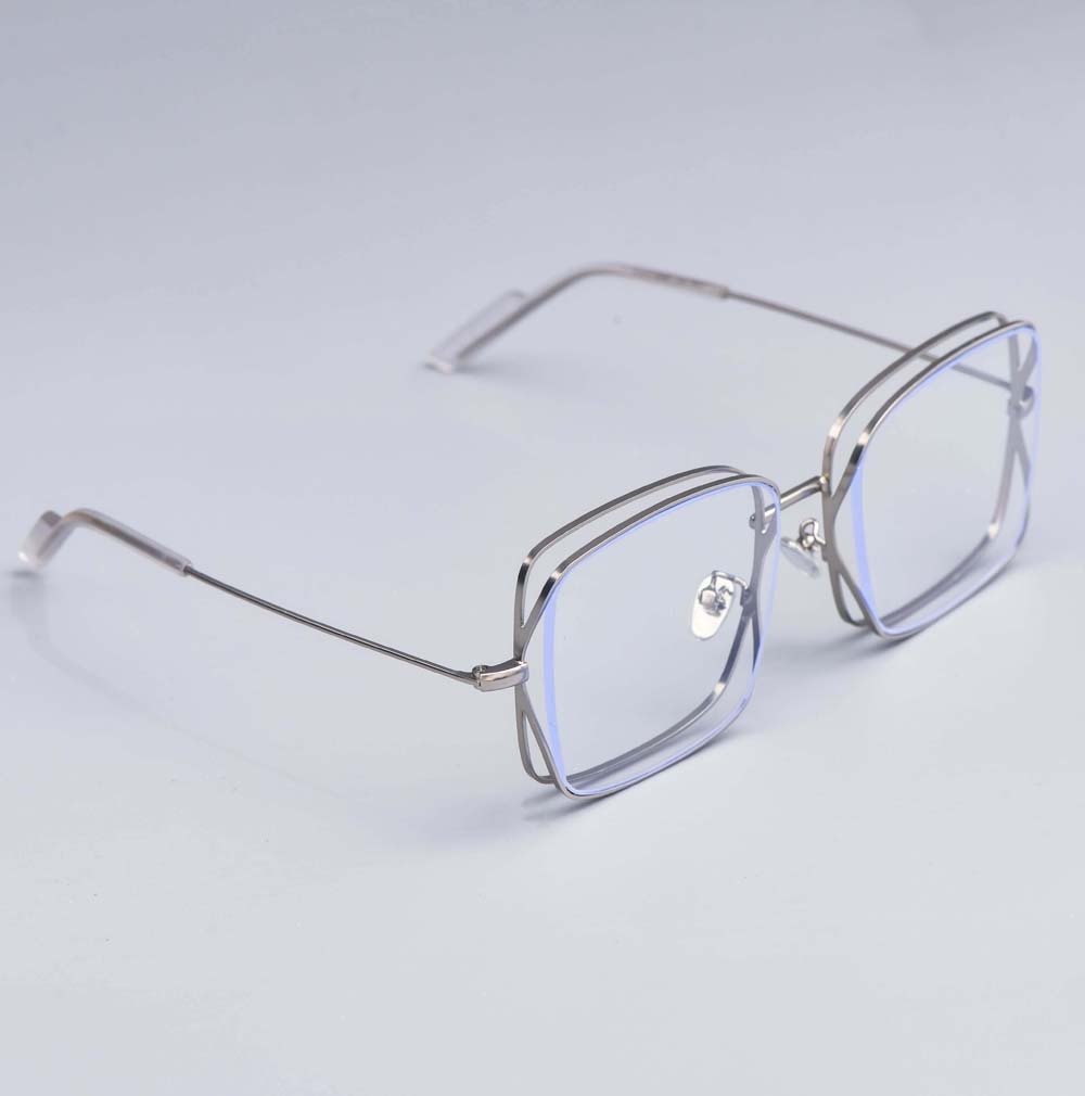 CCSpace Women's Full Rim Square Alloy Frame Sunglasses 53019 Sunglasses CCspace silver-clear