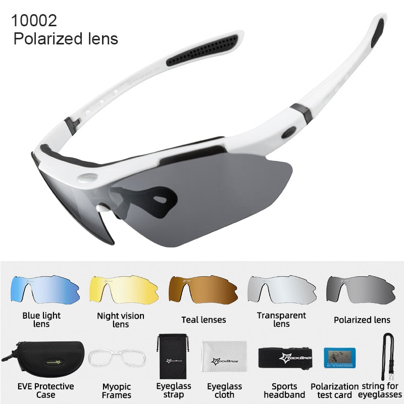 Rockbros Polarized Cycling Glasses 5 Lens Clear Bike Glasses Eyewear Uv400 Outdoor Sport Sunglasses Men Women Cycling Sunglasses RockBros 10002 China 5lens or 1lens