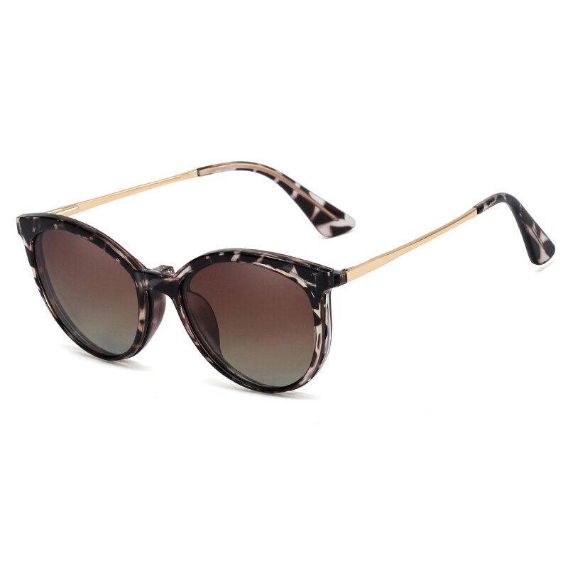 CCSpace Unisex Full Rim Round Cat Eye Tr 90 Titanium Frame Eyeglasses Clip On Sunglasses 48344 Clip On Sunglasses CCspace leopard